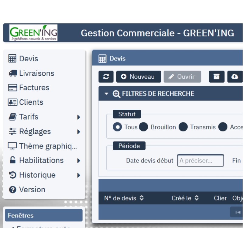 GREEN'ING - Gestion Commerciale - ©GREEN'ING